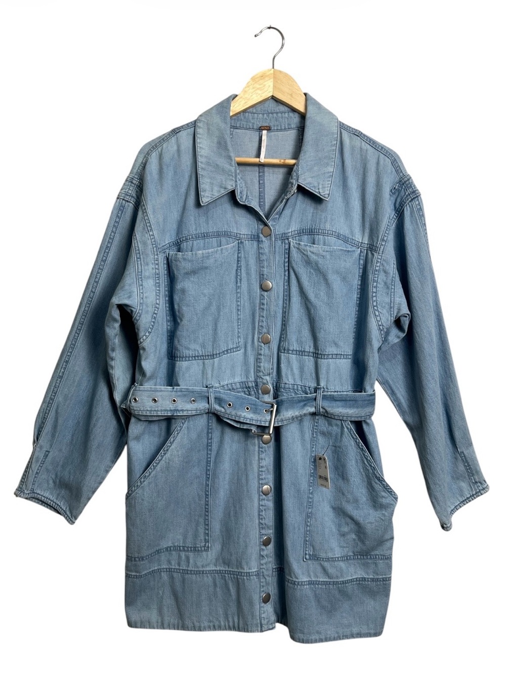 Free People x REVOLVE Esme Denim Mini Dress Soft Blue L NWT